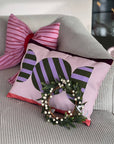 Kissenbezug Bonbon rosa mit grün-lila, 40x60