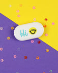 Radiergummi oval, "Hi" gelb/blau