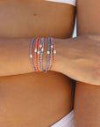 Perlenarmband Mutiara blau-orange