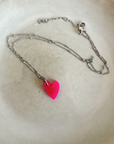 Halskette Lume Charms - Herz fuchsia/silber