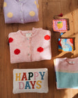 Cardigan gepunktet rosa-rot, One Size