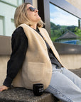 Teddy Weste mit Knöpfen beige, One Size