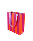 Geschenktasche gestreift violett/koralle/flieder, 18x8x21 cm