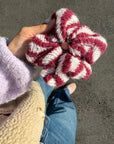 Haargummi gestrickt Streifen burgund
