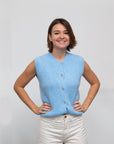 ärmellose Stricktop hellblau, One Size