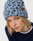 Mütze mit Leopardenmuster, blau-schwarz