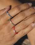Perlen-Stretchring Mutiara, blau-orange