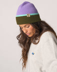 Wollmütze - violett-khaki-minzgrün, One Size