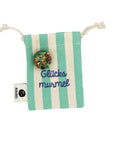 Glücksmurmel im Stoffbeutel mit Stick, mint