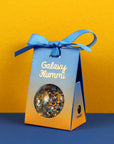 Flummiball mit Konfetti blau/kupfer