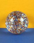 Flummiball mit Konfetti blau/kupfer
