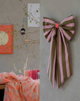 Schleife breit gestreift, olive/rosa