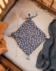 Kuscheltuch Koala gepunktet blau/grau, ca. 25x25 cm
