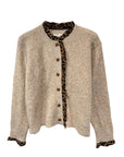 Strickjacke mit Leo-Details taupe, One Size
