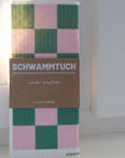 Schwammtuch Streifen rosa-rot, 17.5x19.5 cm