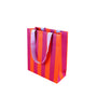 Geschenktasche gestreift violett/koralle/flieder, 18x8x21 cm