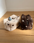 Teddy-Kosmetiktasche Punkte braun-beige, ca. 17x11x10 cm