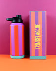 Trinkflasche Stripes fuchsia/feuerrot/petrol, 1000 ml