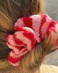 Haargummi gestrickt Streifen rosa-rot