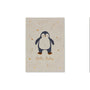 Postkarte Hello Baby - Pinguin weiss mit Kupferfolie