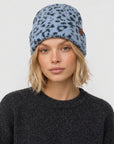 Mütze mit Leopardenmuster, blau-schwarz