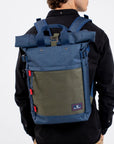 Rolltop-Rucksack dunkelblau/khaki, One Size 48x28x12 cm