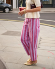 Hose gestreift rosa-lila mit weitem Bein