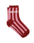 Damensocken AMOUR gestreift rot/rosa, One Size 36-40