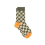 Socken kariert grün/orange, One Size 41-46