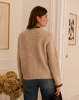 Strickjacke mit Leo-Details taupe, One Size