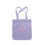 Tragetasche mit Stick Smiley Happy lila, 37x40 cm