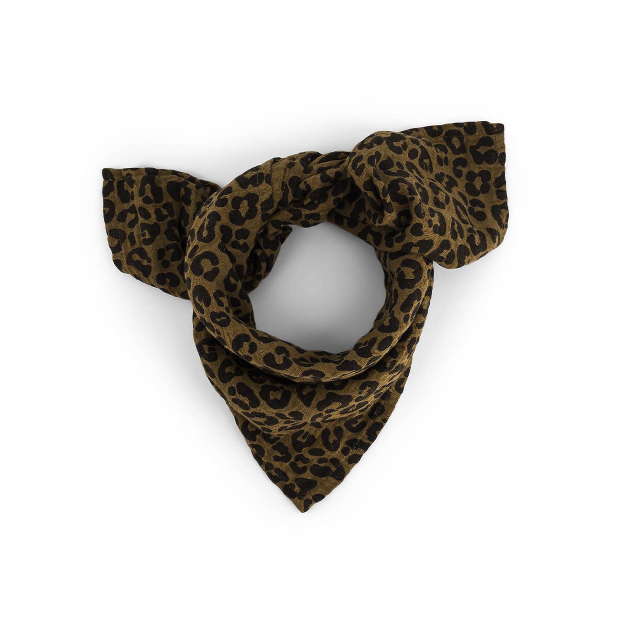 Musselinschal Leopardenmuster oliv-schwarz, 110x110 cm
