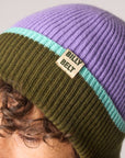 Wollmütze - violett-khaki-minzgrün, One Size