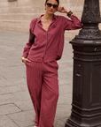 Bluse gestreift, burgund